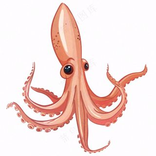 海洋动物章鱼墨鱼鱿鱼卡通插画免抠