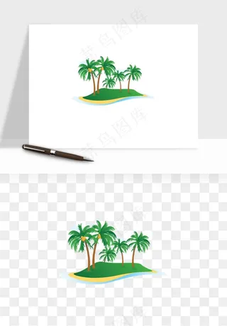 卡通沙滩椰子树png免抠