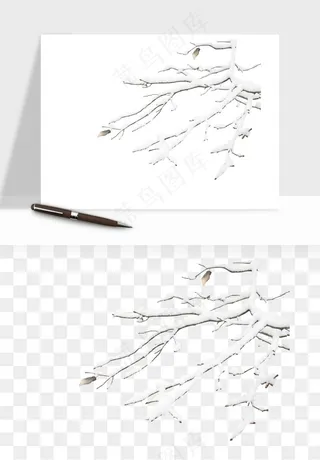 雪树枯树冬天树木png免抠