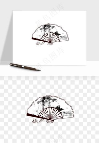 古风扇子元素png免抠