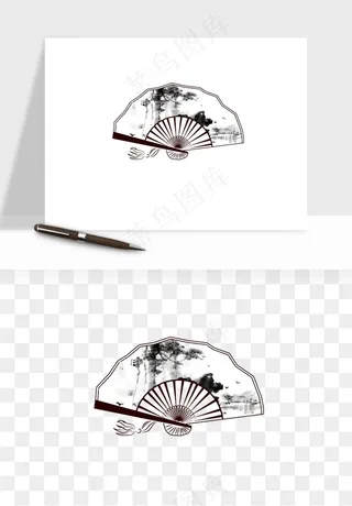 古风扇子元素png免抠