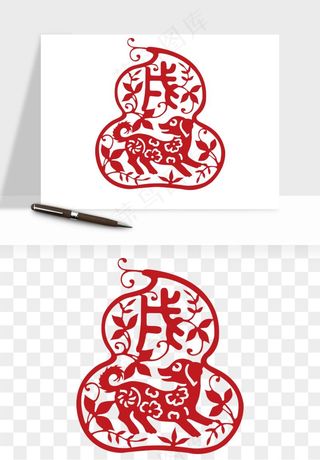 十二生肖剪纸中式纹样图案png免抠
