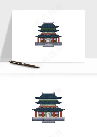 国潮风古建筑古楼古塔鼓楼ai,png免抠图
