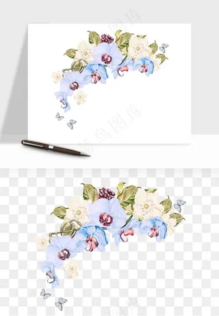 水彩复古花卉png免抠