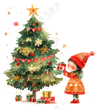 儿童装饰圣诞树