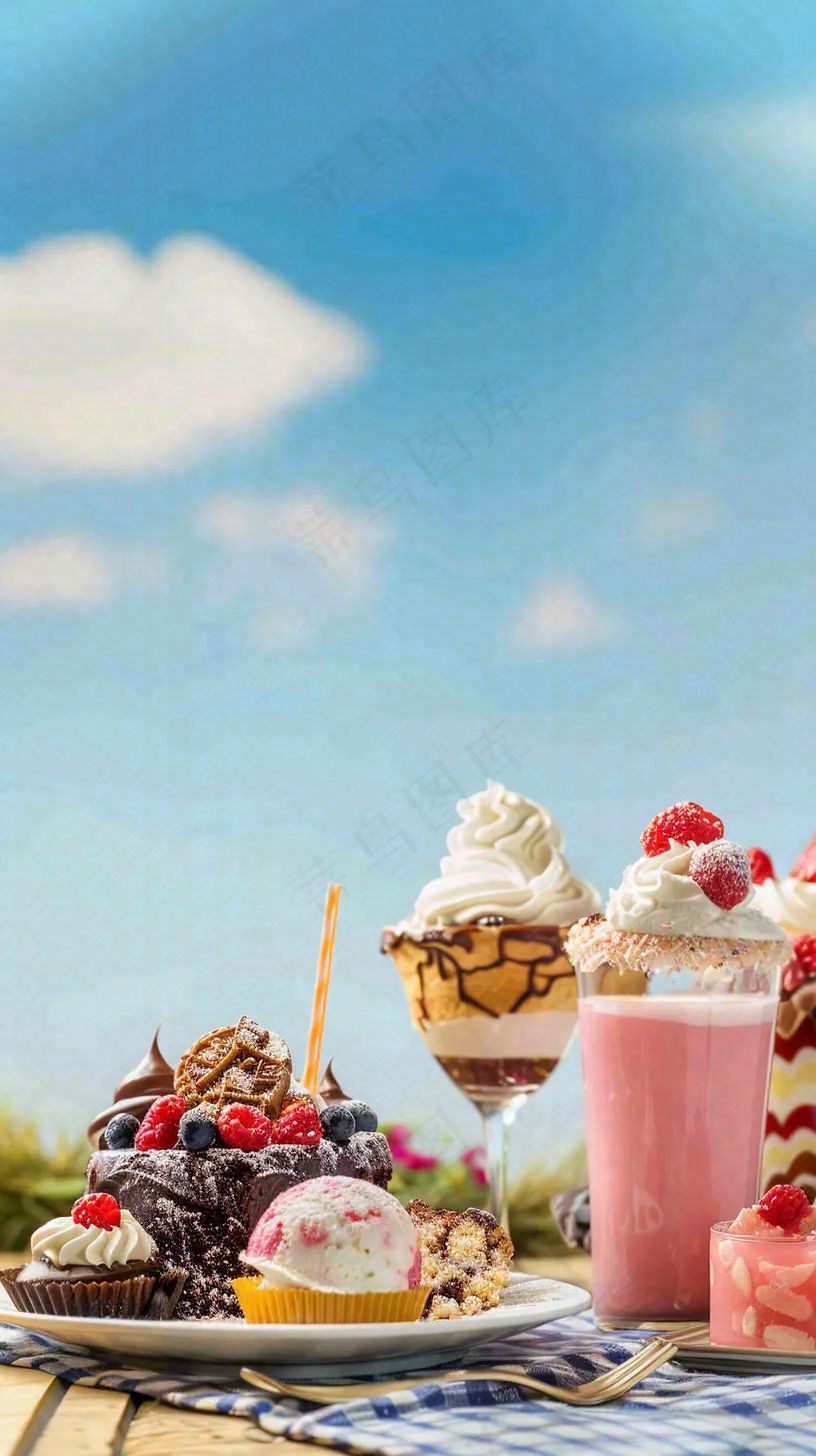 夏日饮品饮料清凉背景