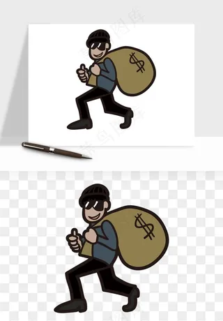 卡通小偷黑客png免抠