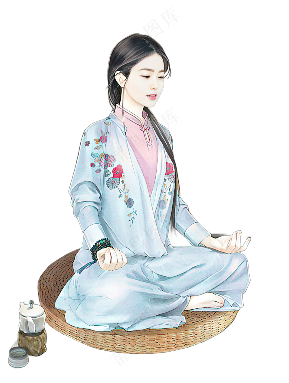 png禅修打坐人物