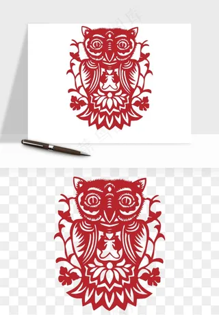 传统花鸟动物剪纸png免抠