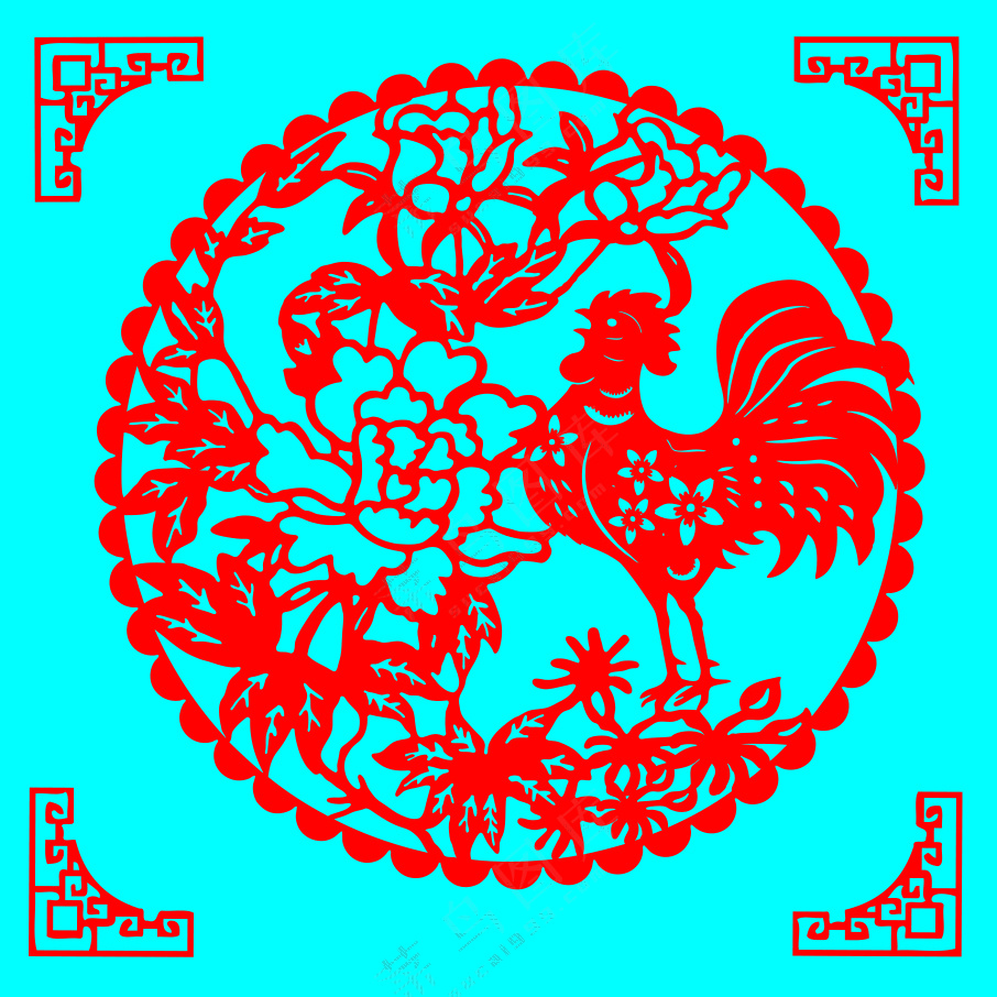 红色简约吉祥富贵剪纸