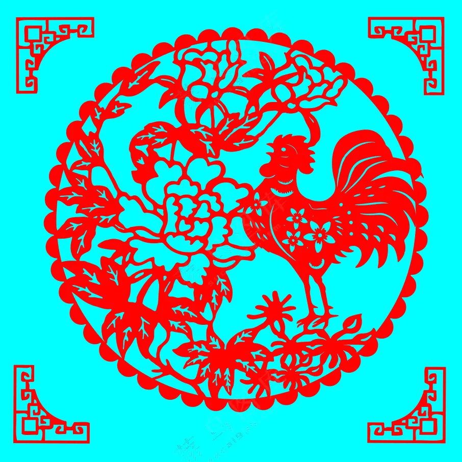 红色简约吉祥富贵剪纸