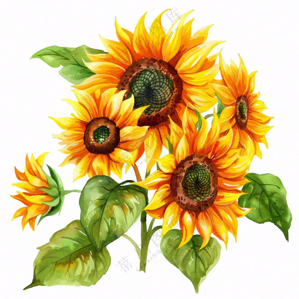向日葵太阳花花朵插画免抠
