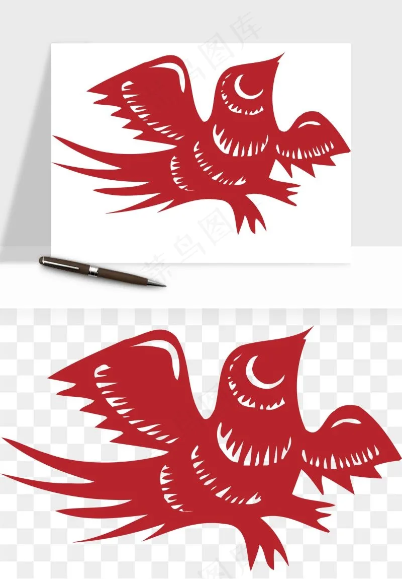 传统花鸟动物剪纸png免抠