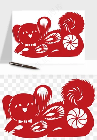 十二生肖剪纸中式纹样图案png免抠