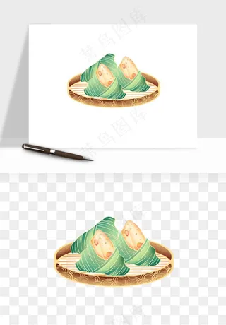 国潮粽子手绘肉粽png免抠