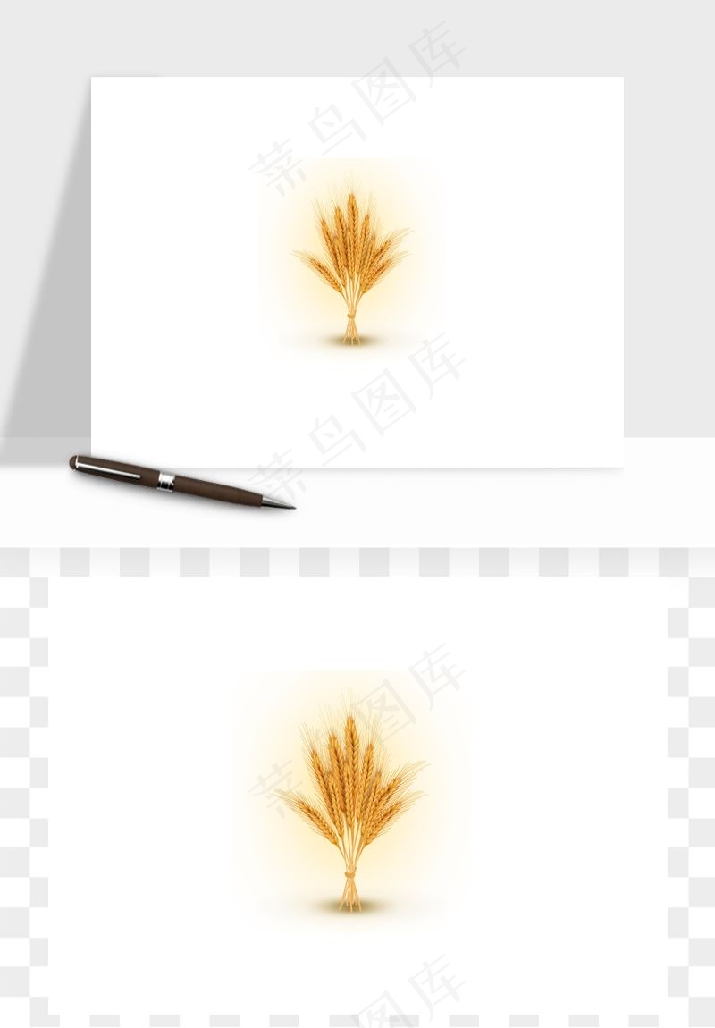 手绘麦穗稻穗麦秆矢量png免抠
