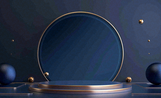 电商促销简约立体几何海报背景电商C4D展台背景