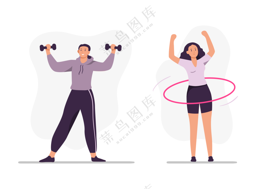 正在健身的卡通人物
