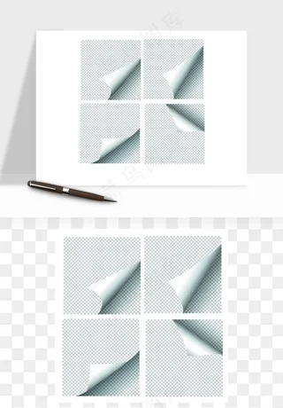 白纸卷边角翻页效果png免抠