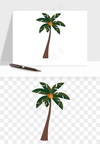 卡通沙滩椰子树png免抠