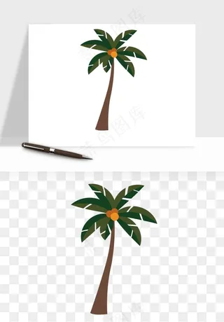 卡通沙滩椰子树png免抠