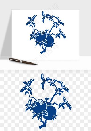 青花瓷花纹花卉图案png免抠