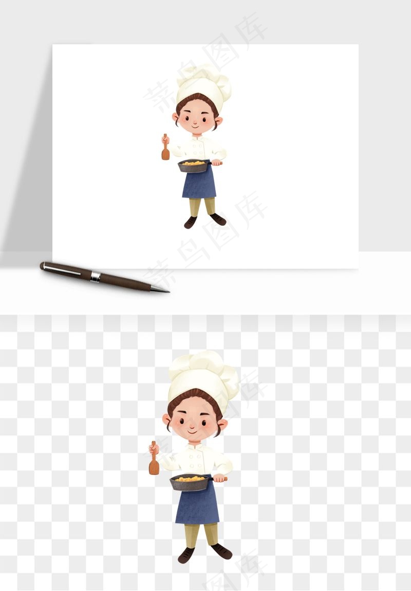 手绘厨师大厨png免抠