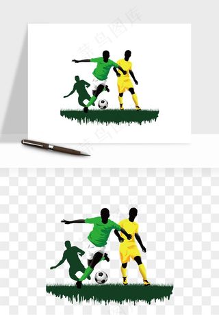 手绘踢足球运动人物png免抠