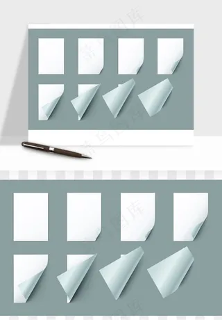 白纸卷边角翻页效果png免抠