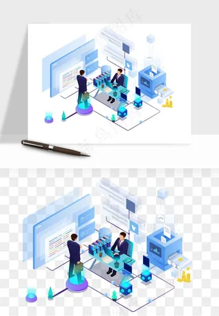 立体2.5d科技商务png免抠