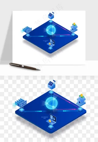 立体2.5d科技商务png免抠