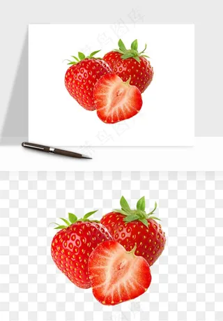 草莓水果png免抠