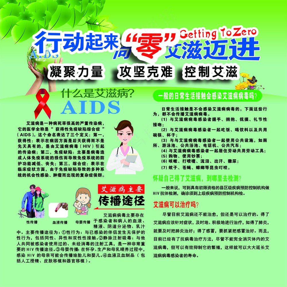 绿色简约行动起来向零艾滋迈进展板