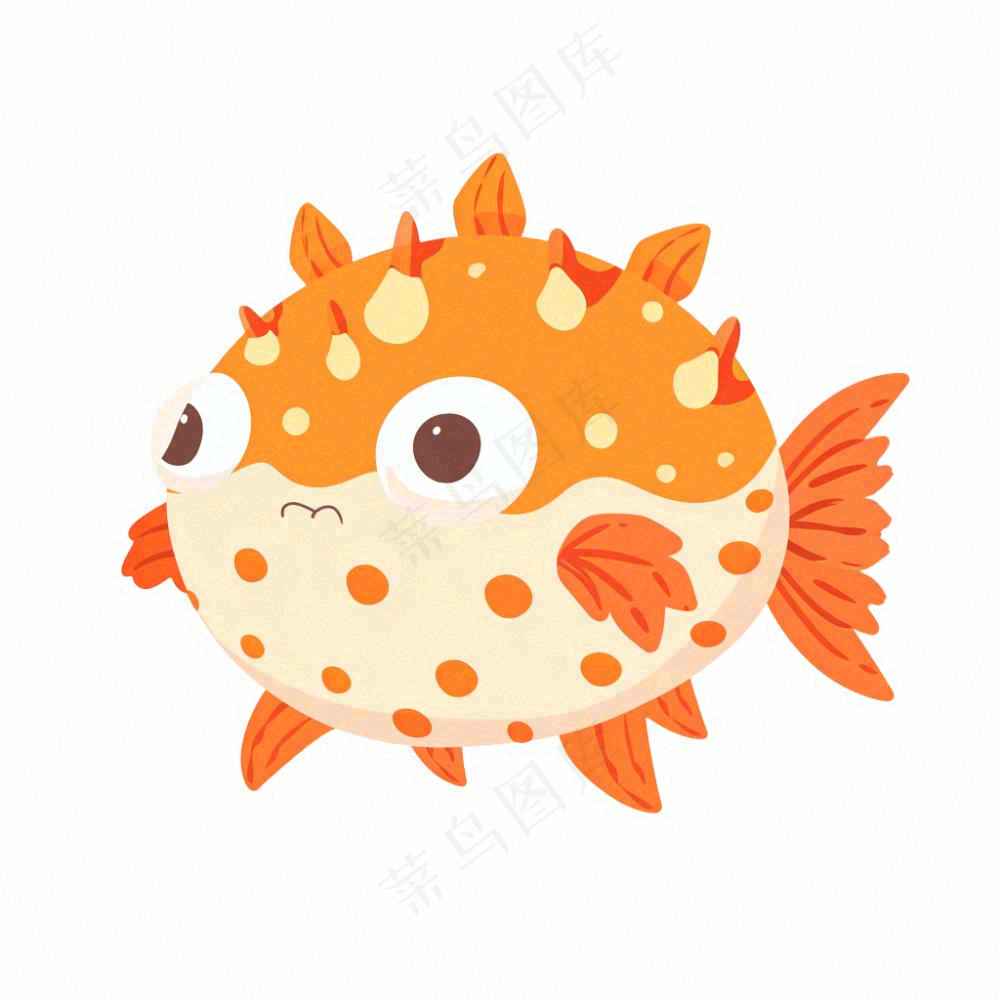 海洋鱼类海鲜卡通插画免抠
