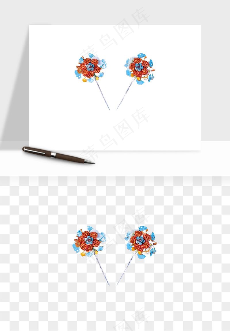 古风发簪头饰配饰png免抠