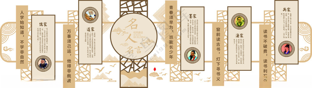 名人名言文化墙走廊图版名人文化墙