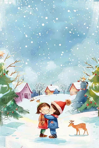 冬天白雪覆盖寒冷唯美雪景大寒插画背景