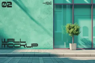 商场超市外墙门店门头招牌贴图海报店铺店招橱窗logo样机-04