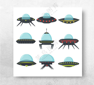 矢量卡通UFO飞碟飞蝶火箭