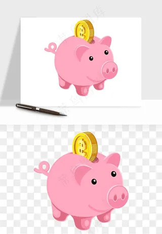 存钱罐理财金猪png免抠