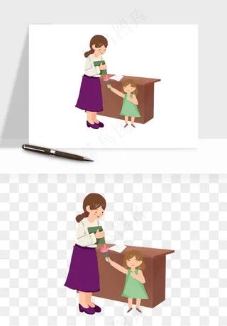 手绘教师节老师学生png免抠