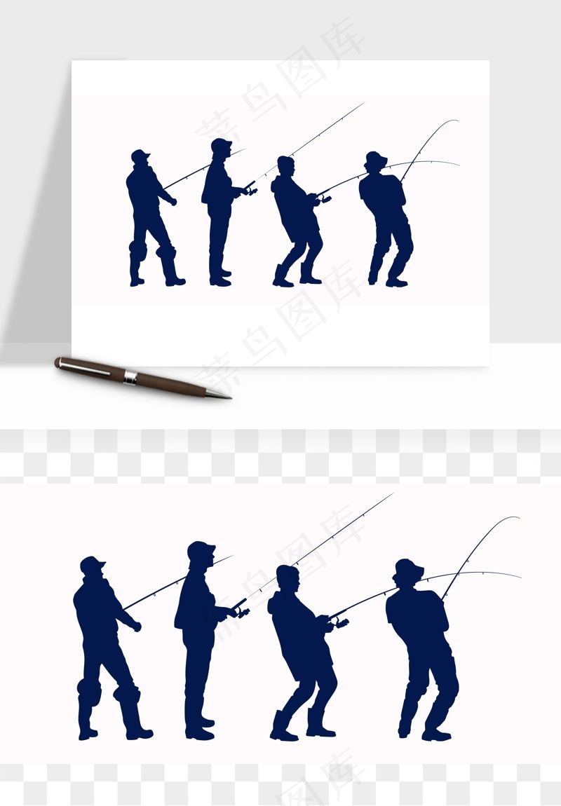 钓鱼人物剪影矢量