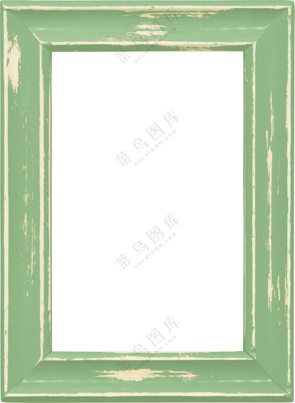 绿色斑驳效果木质边框免抠图片素材