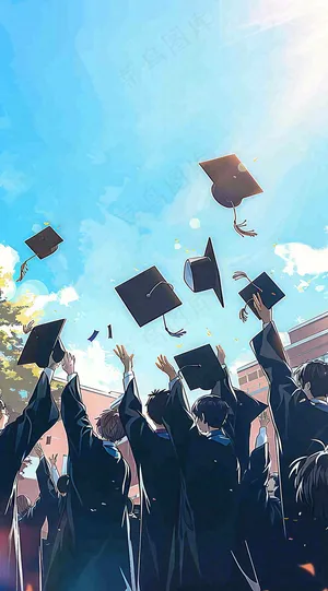 学生毕业季考试青春插画背景