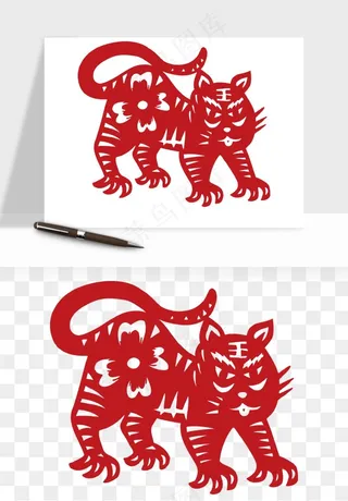 十二生肖剪纸中式纹样图案png免抠