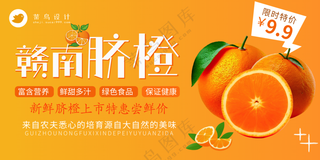 赣南脐橙新鲜上市特惠促销展板海报