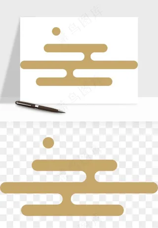 国潮线条祥云装饰png免抠