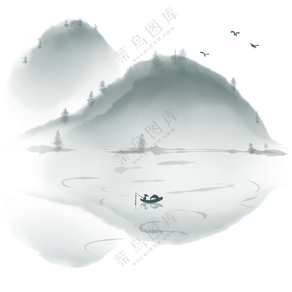水墨远山意境写意山水画面(223)2000x2000