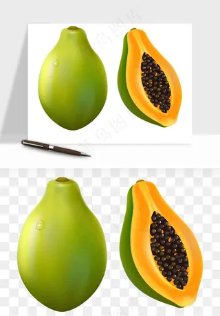 木瓜水果png免抠