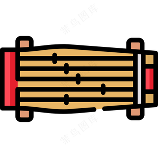 日本筝 koto 民族乐器 线性彩色图标